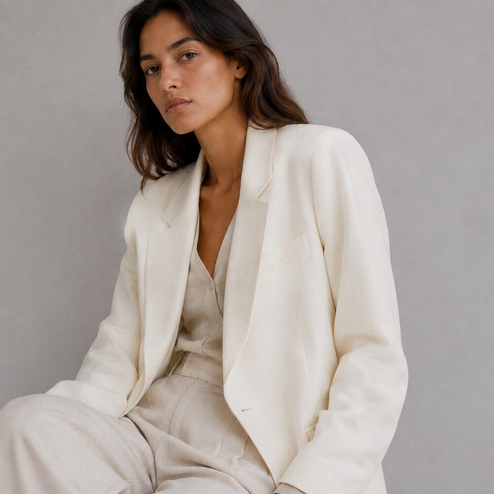 Rag & Bone Rylan Blazer Womens 12 Cream Wool Twill Single-breasted NWT